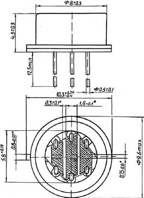 Рис.1. Габаритные размеры фоторезистора СФ2–12