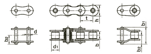 Рис.1. Схема цепи приводной роликовой и втулочной ГОСТ 13568-75