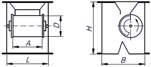 Рис.1. Схема габаритных размеров сепаратора магнитного барабанного БС