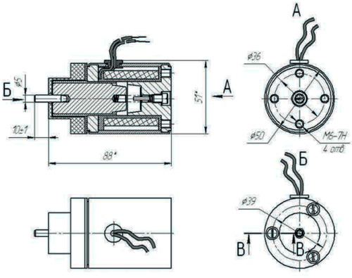 Рис.1. Схема габаритных размеров электромагнита ЭКД-17